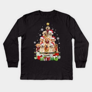 Golden Retriever Christmas Tree Kids Long Sleeve T-Shirt